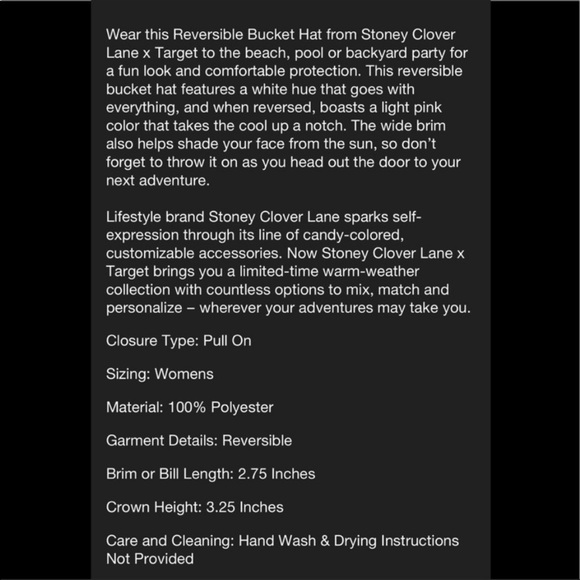 Stoney Clover Lane x Target Reversible Bucket Hat Pink/White - Picture 3 of 3